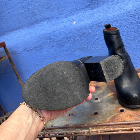 jeffrey campbell black leather block heel ankle bootie - Picture 5 of 11